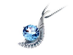 Jazzy Blue Topaz Diamond Pendant